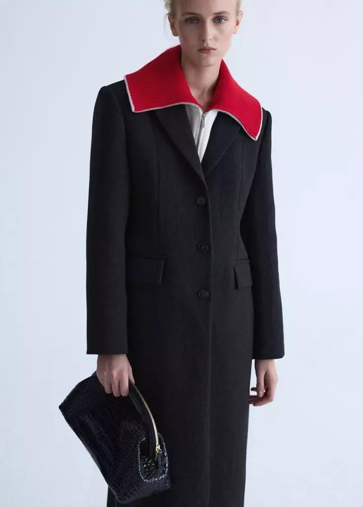 Grey Tailored Wool Coat, Grey, medium