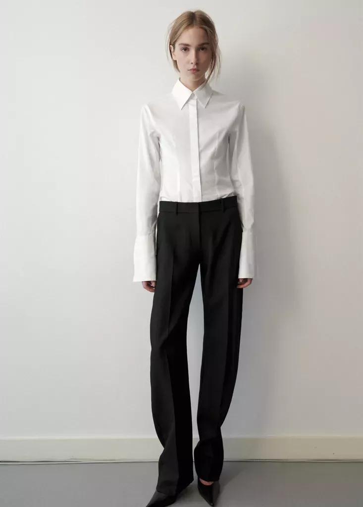 White Fitted Cut Shirt, White, large image number 0