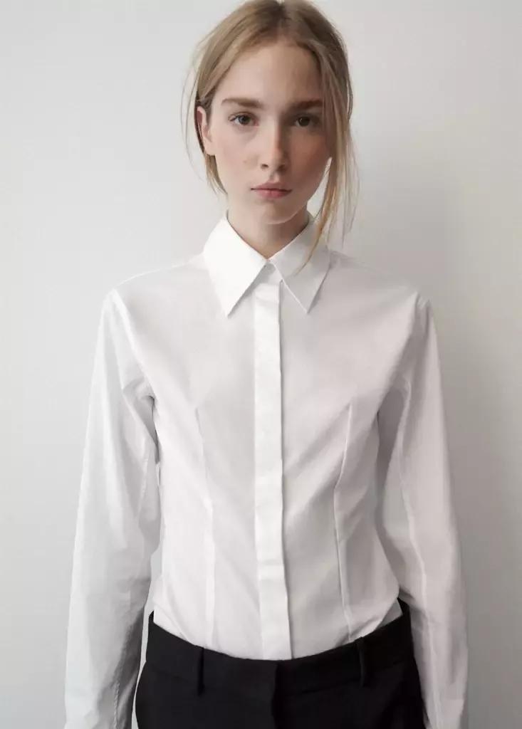 White Fitted Cut Shirt, White, large image number 1