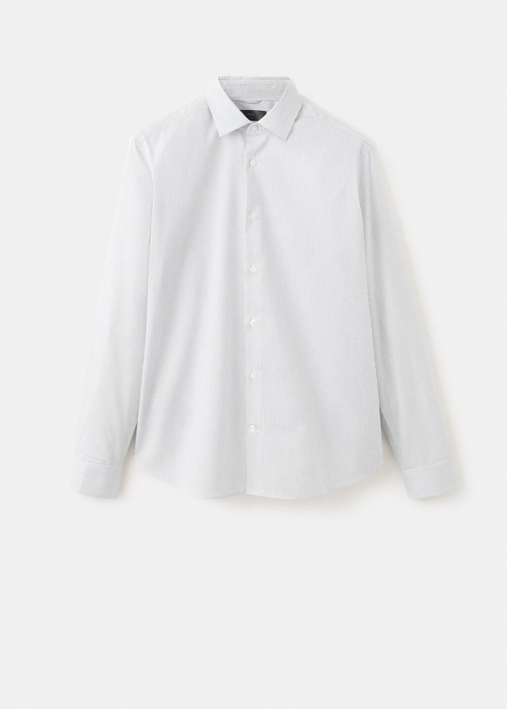 White Slim Fit Striped Non-Iron Shirt, White, large image number 6