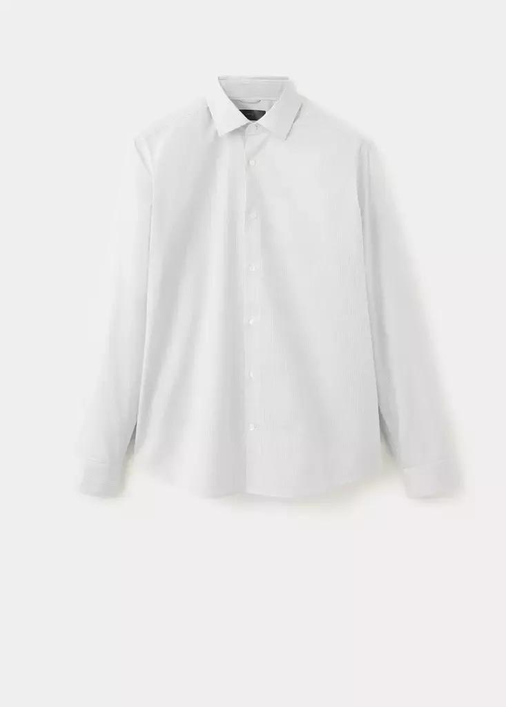 White Slim Fit Striped Non-Iron Shirt, White, large image number 7