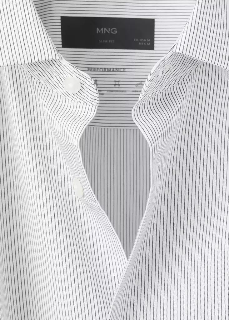 White Slim Fit Striped Non-Iron Shirt, White, large image number 8