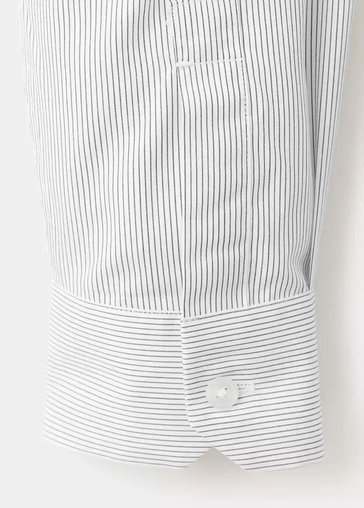 White Slim Fit Striped Non-Iron Shirt, White, large image number 9