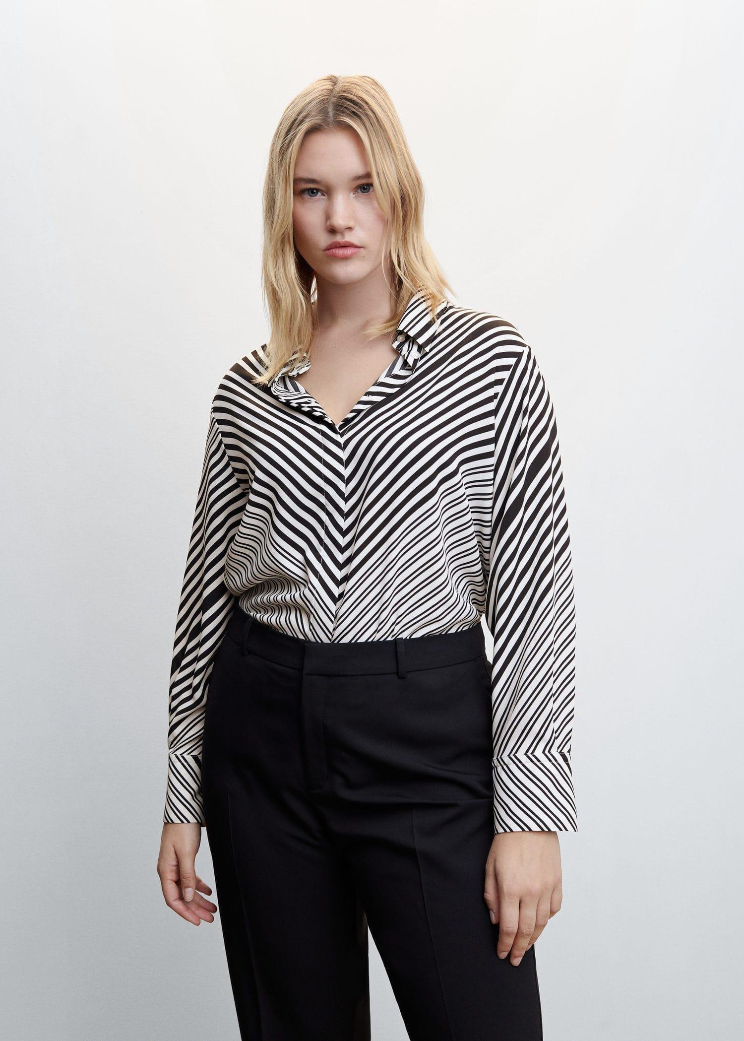 Charcoal Buttoned Flowy Shirt, , large image number 1