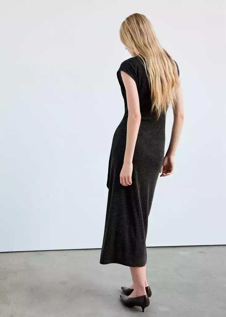 Grey Knot Knitted Dress, Charcoal, medium