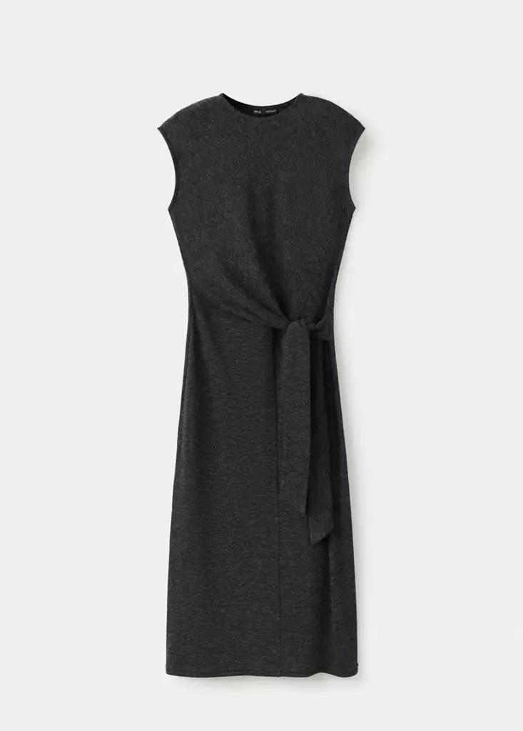 Grey Knot Knitted Dress, Charcoal, large image number 4