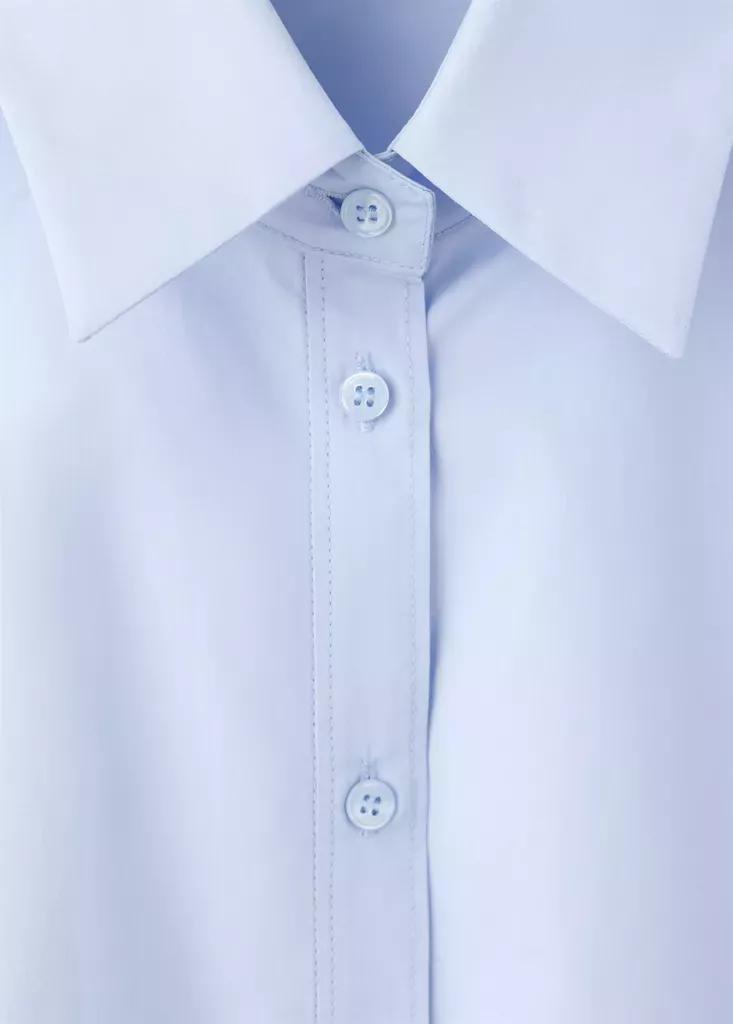 Blue Cotton And Lyocell Blend Straight Shirt, Light-Pastel Blue, large image number 6