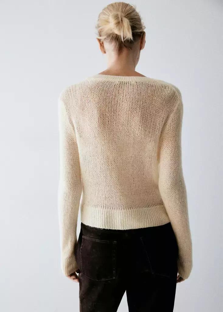 Cream Open Knit Cardigan, Light Beige, medium
