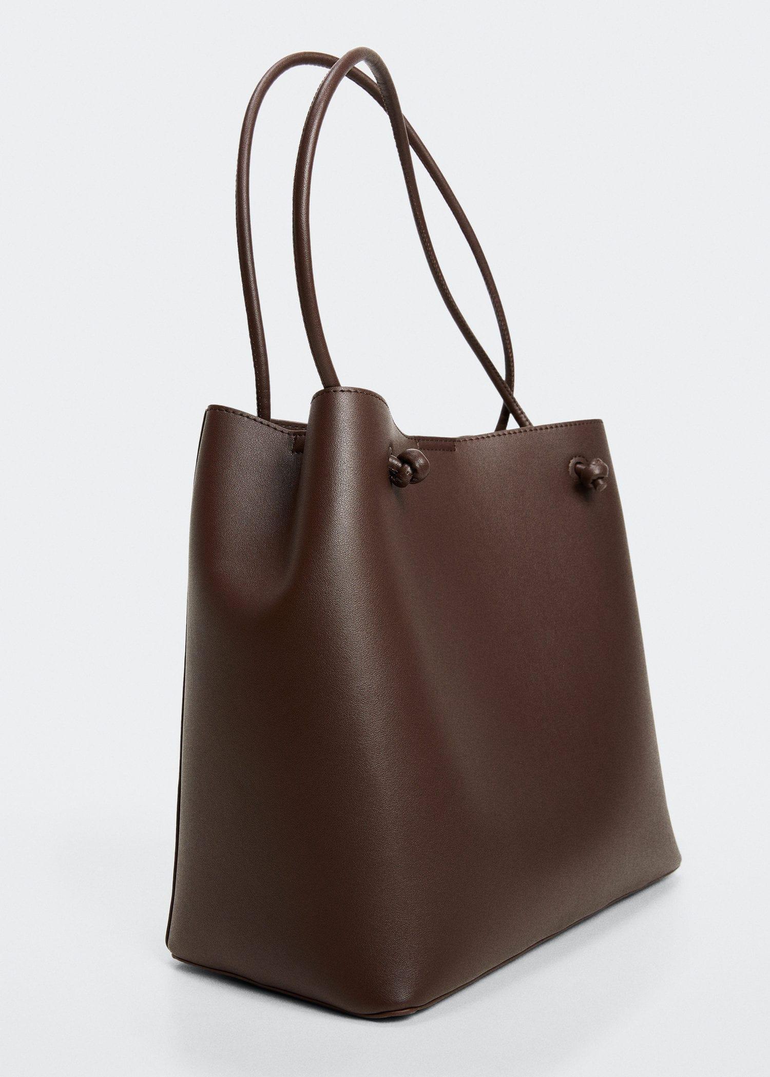 Brown Knots Pleated Shopper Bag, , large image number 1