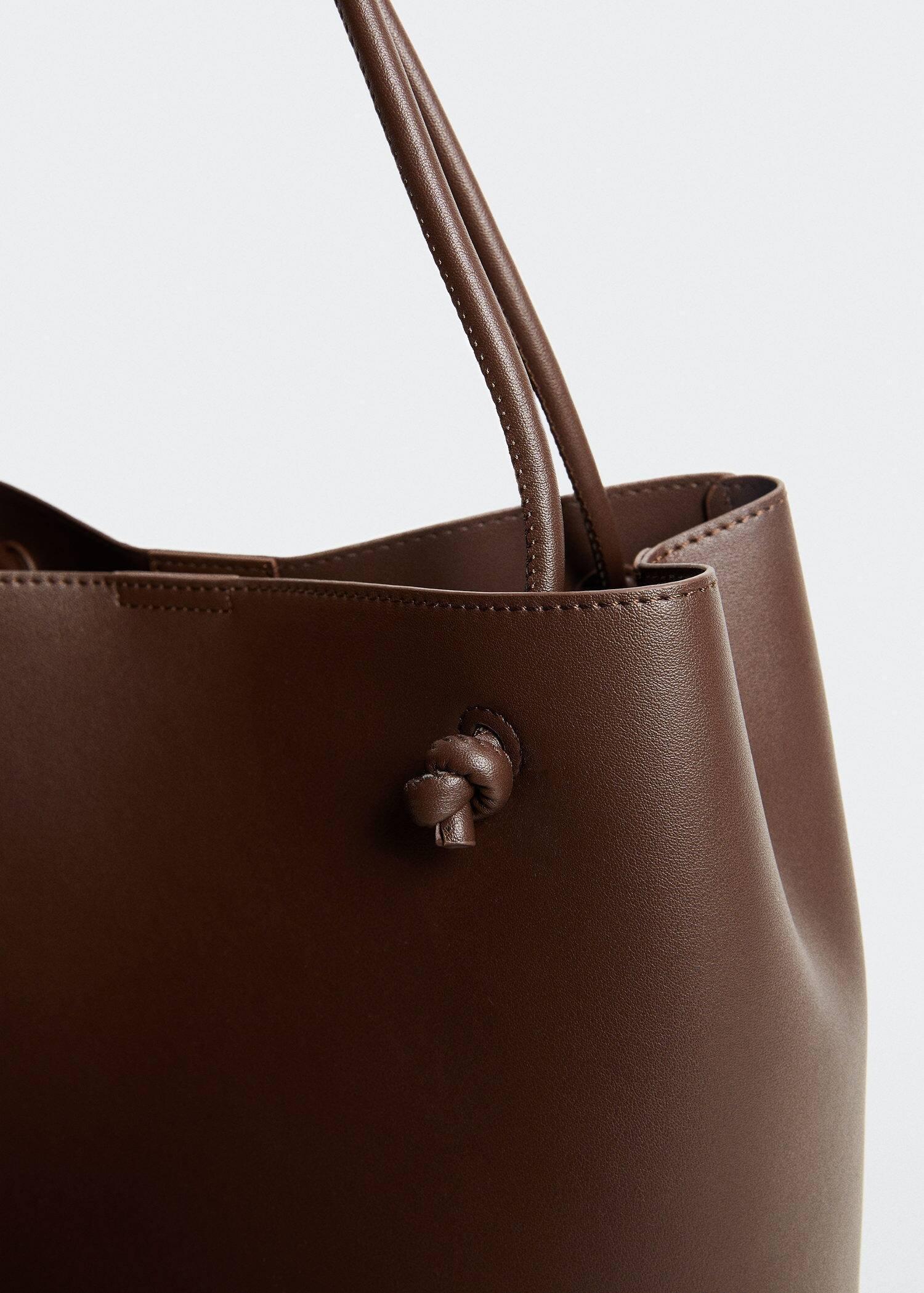 Brown Knots Pleated Shopper Bag, , large image number 2