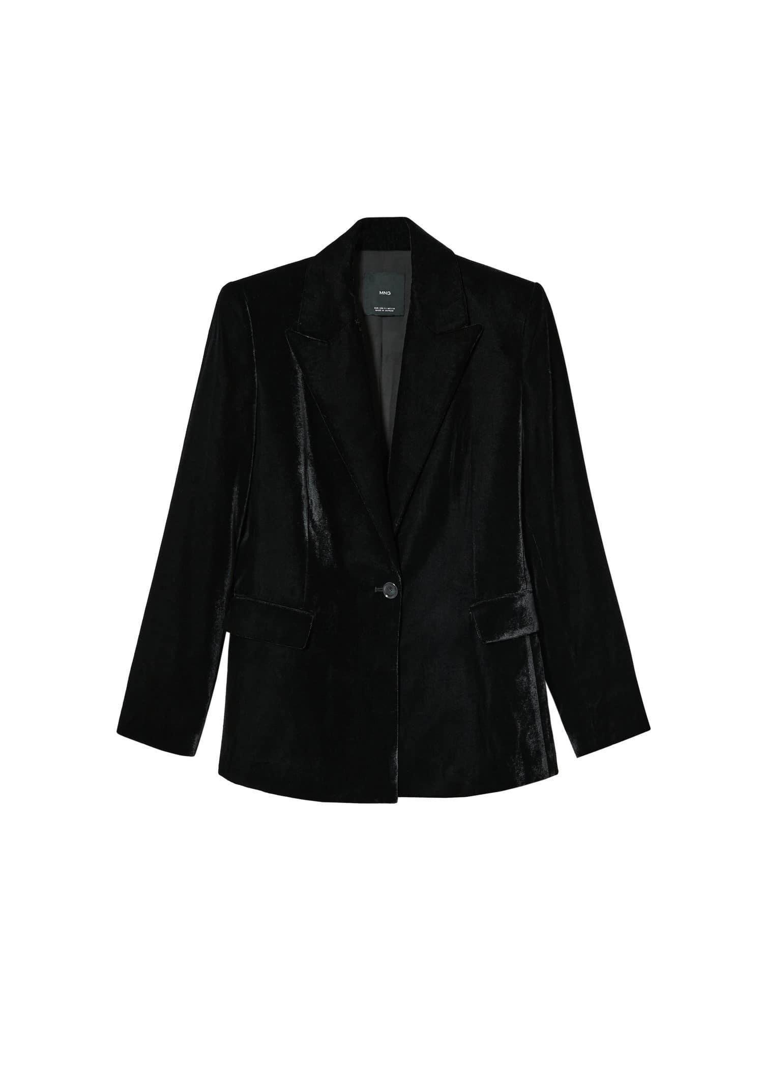 Black Velvet Suit Blazer, , large image number 6