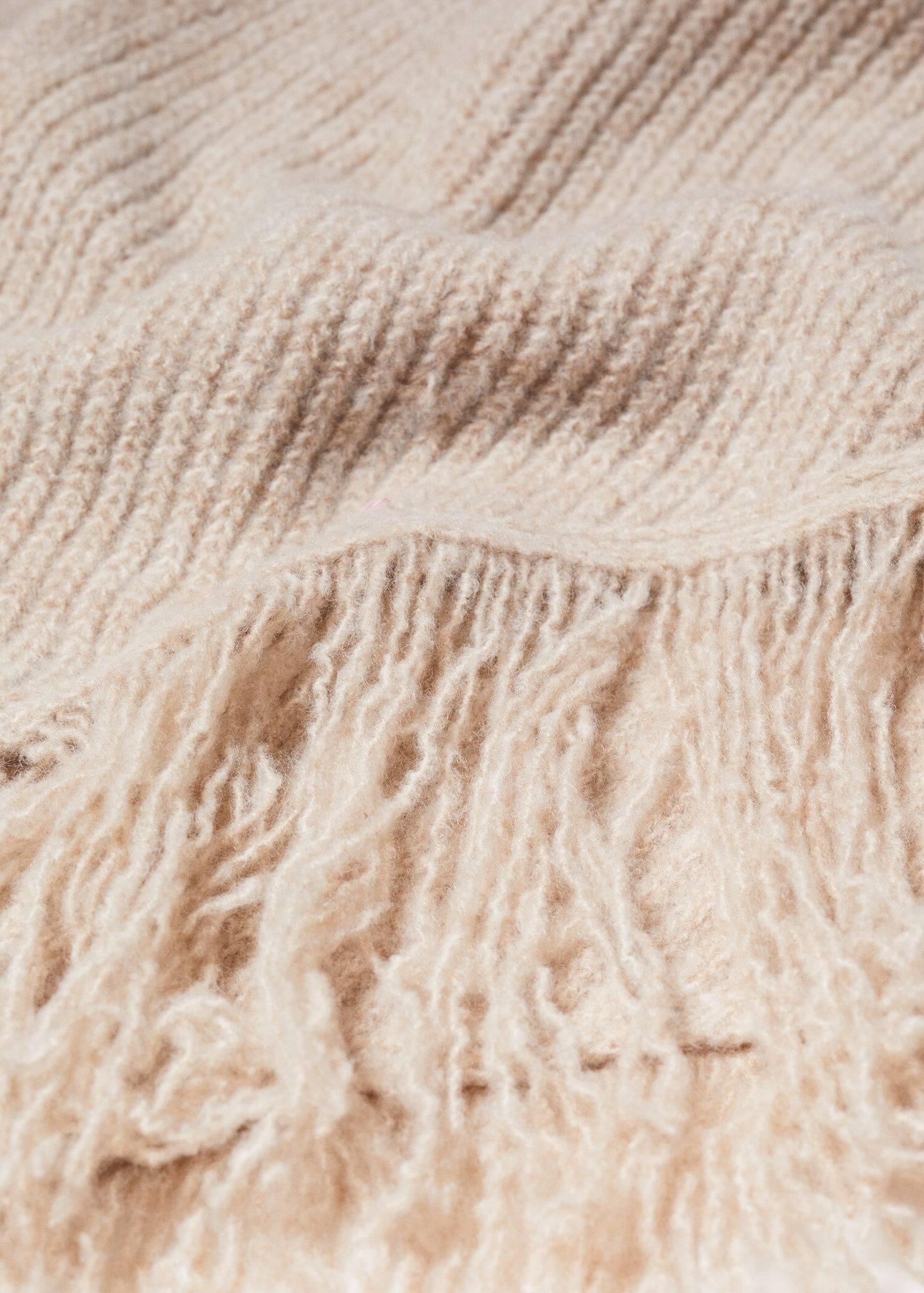 Beige Fringe Knit Cape, , large image number 5