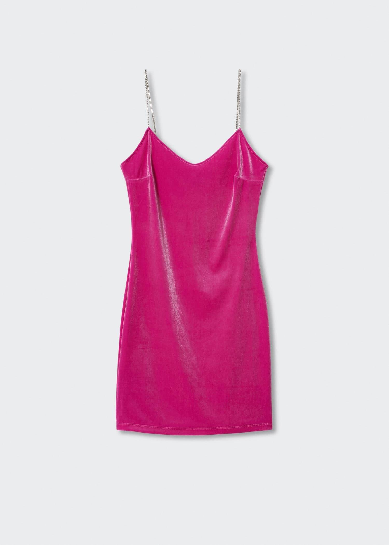 Pink Rhinestones Velvet Dress, , large image number 6