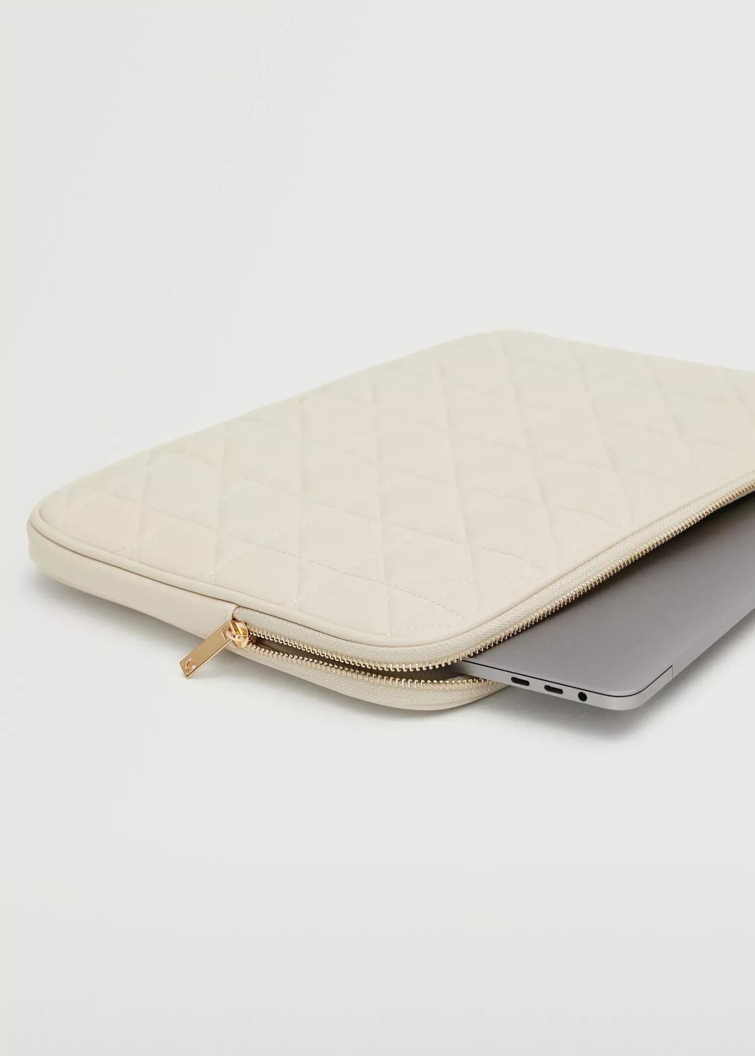 Off- White Quilted Laptop Case, , large image number 1