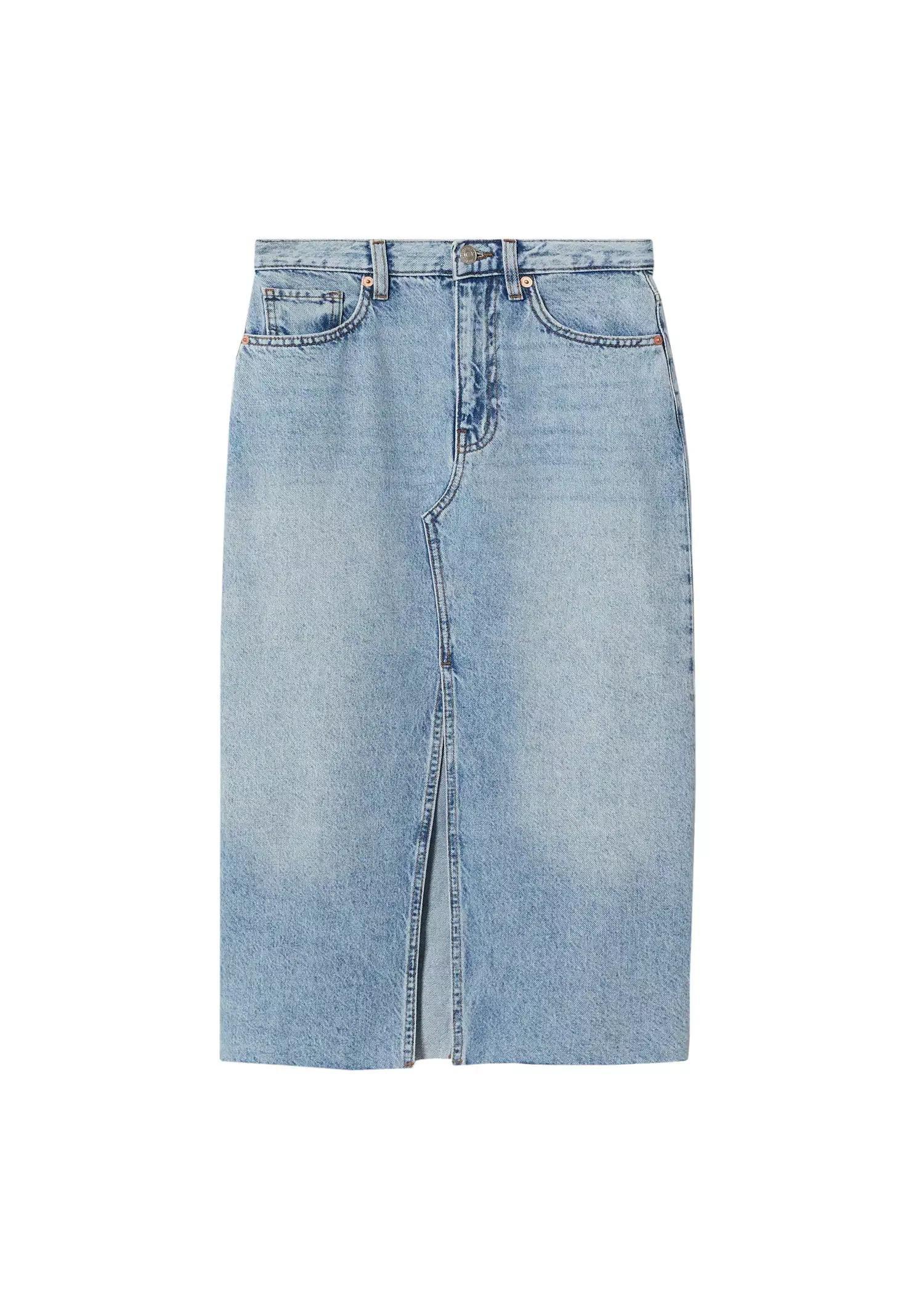 open blue Slit denim skirt, , large image number 4