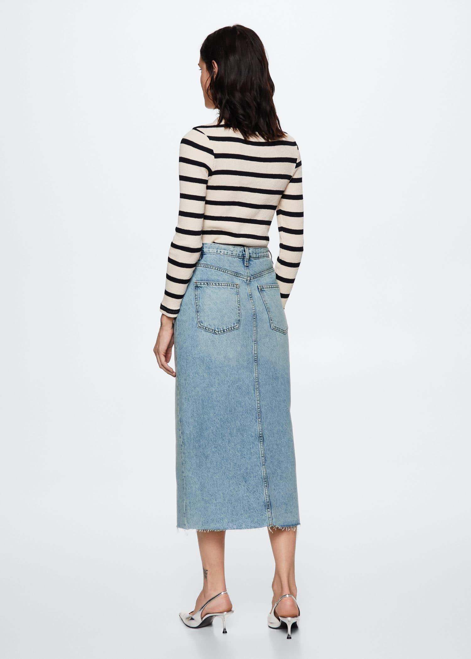 open blue Slit denim skirt, , large image number 9
