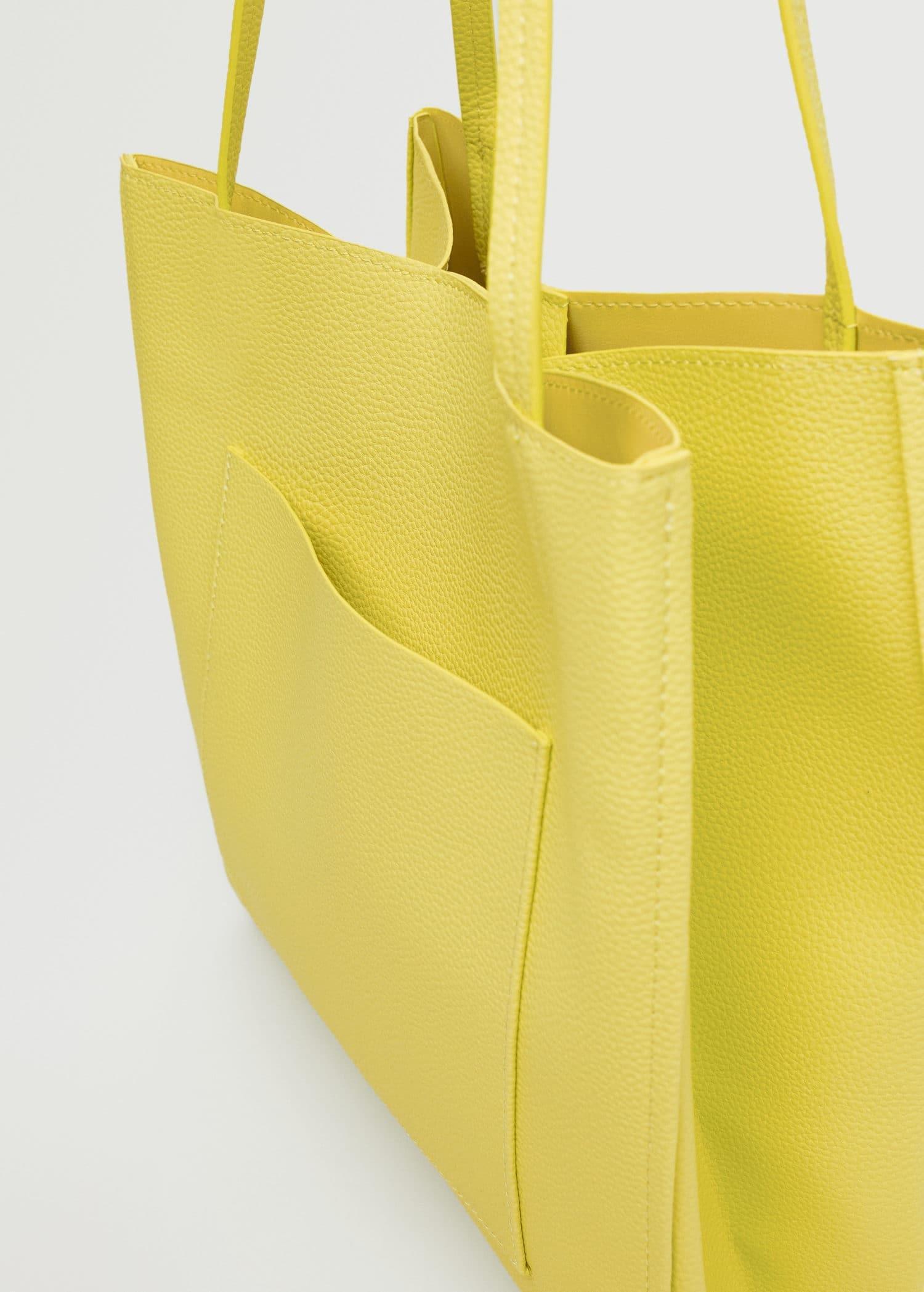 yellow Pocket shopper bag, , large image number 1