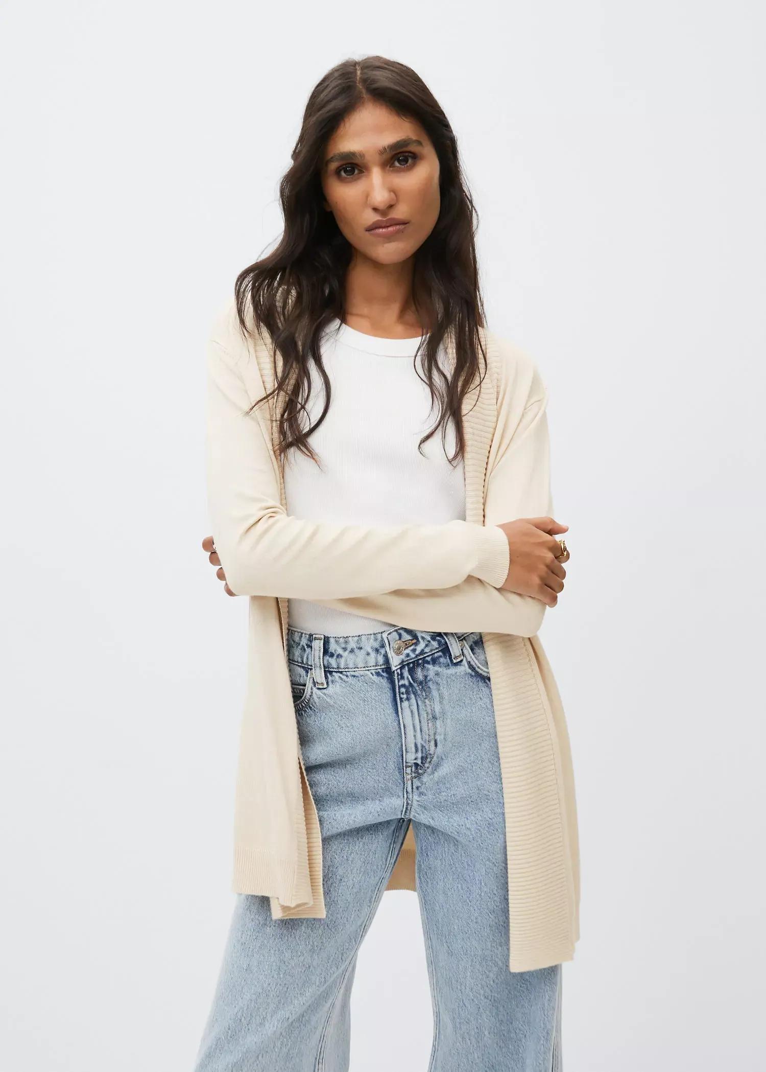 lt pastel grey Fine-knit cardigan, , large image number 1