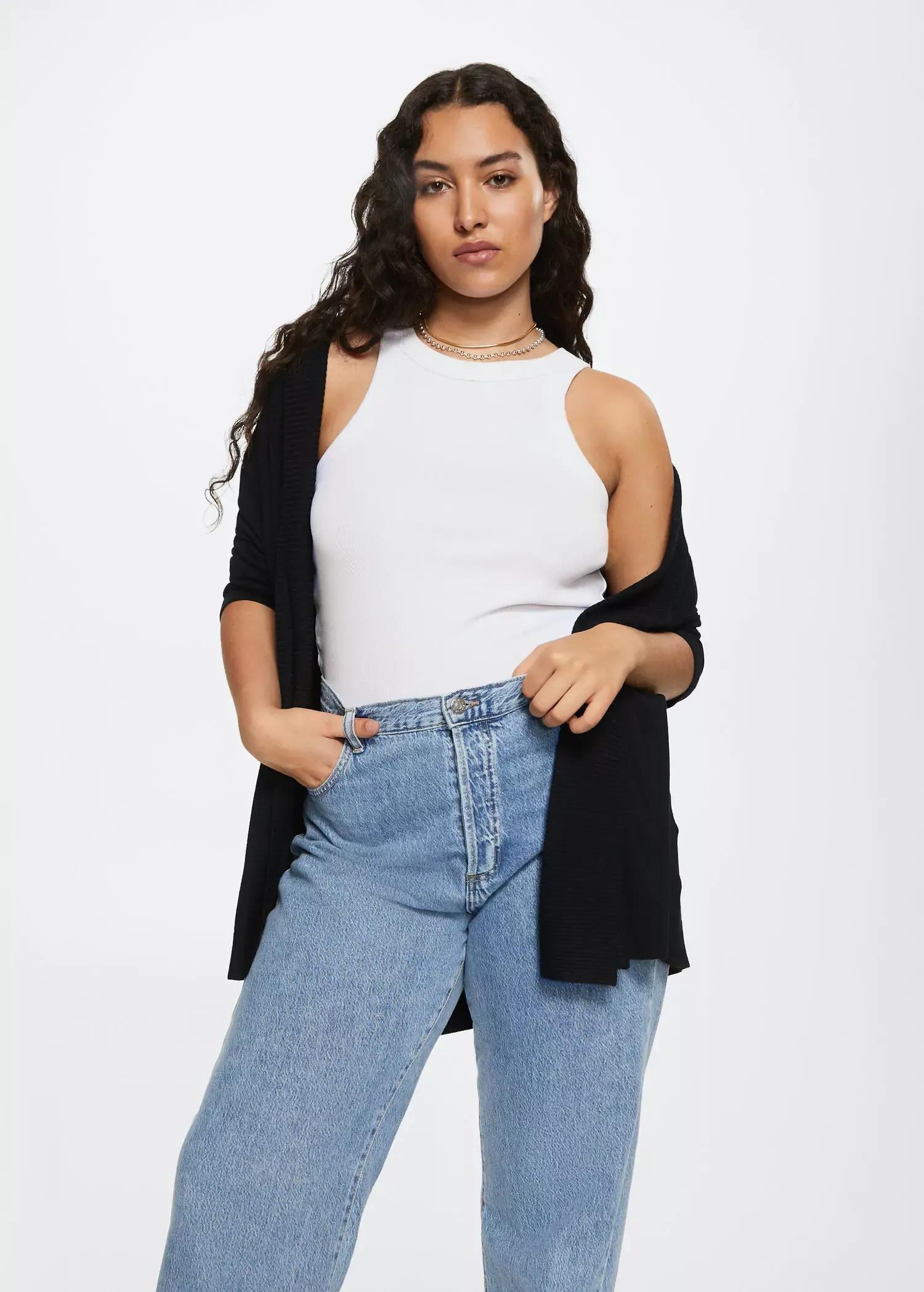 Black Fine-Knit Cardigan, , large image number 1
