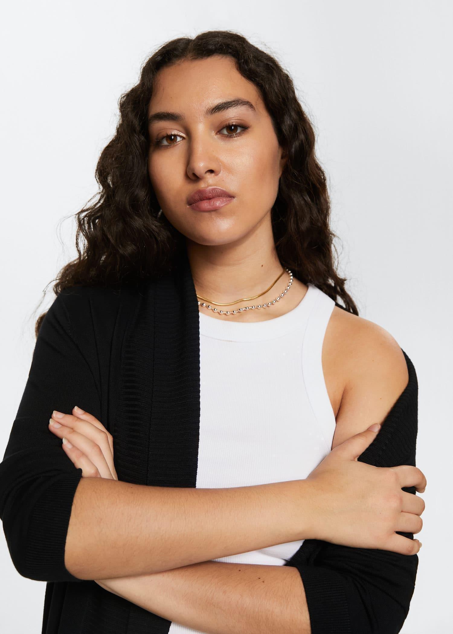 Black Fine-Knit Cardigan, , large image number 2