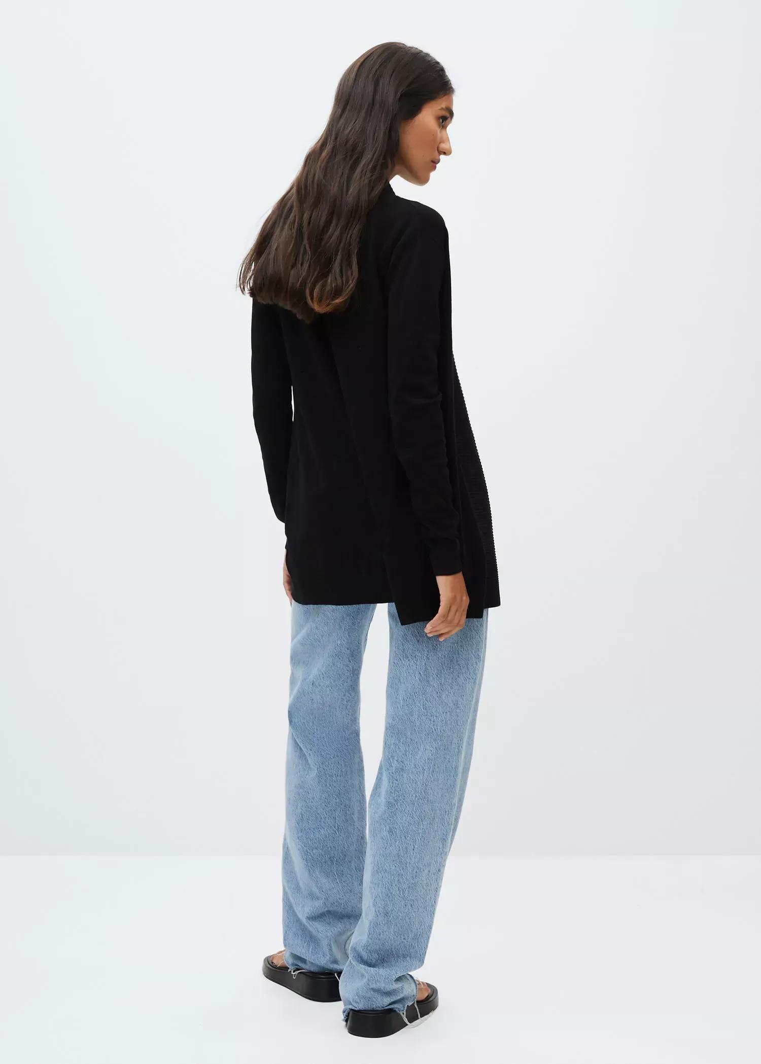 Black Fine-Knit Cardigan, , large image number 8