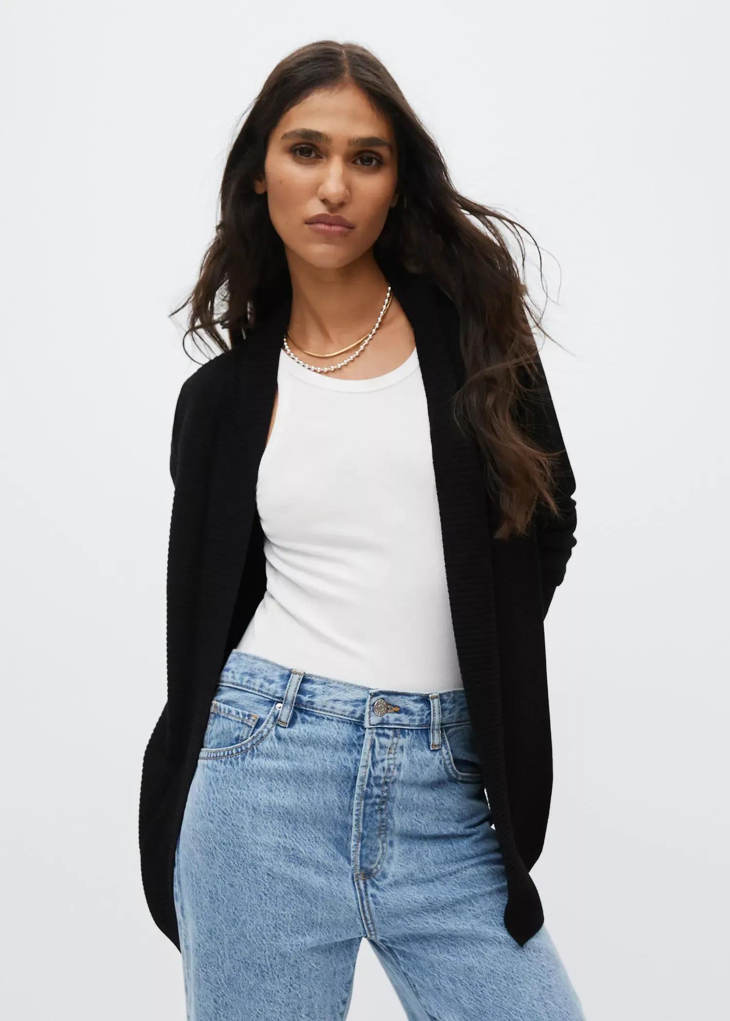 Black Fine-Knit Cardigan, , large image number 9