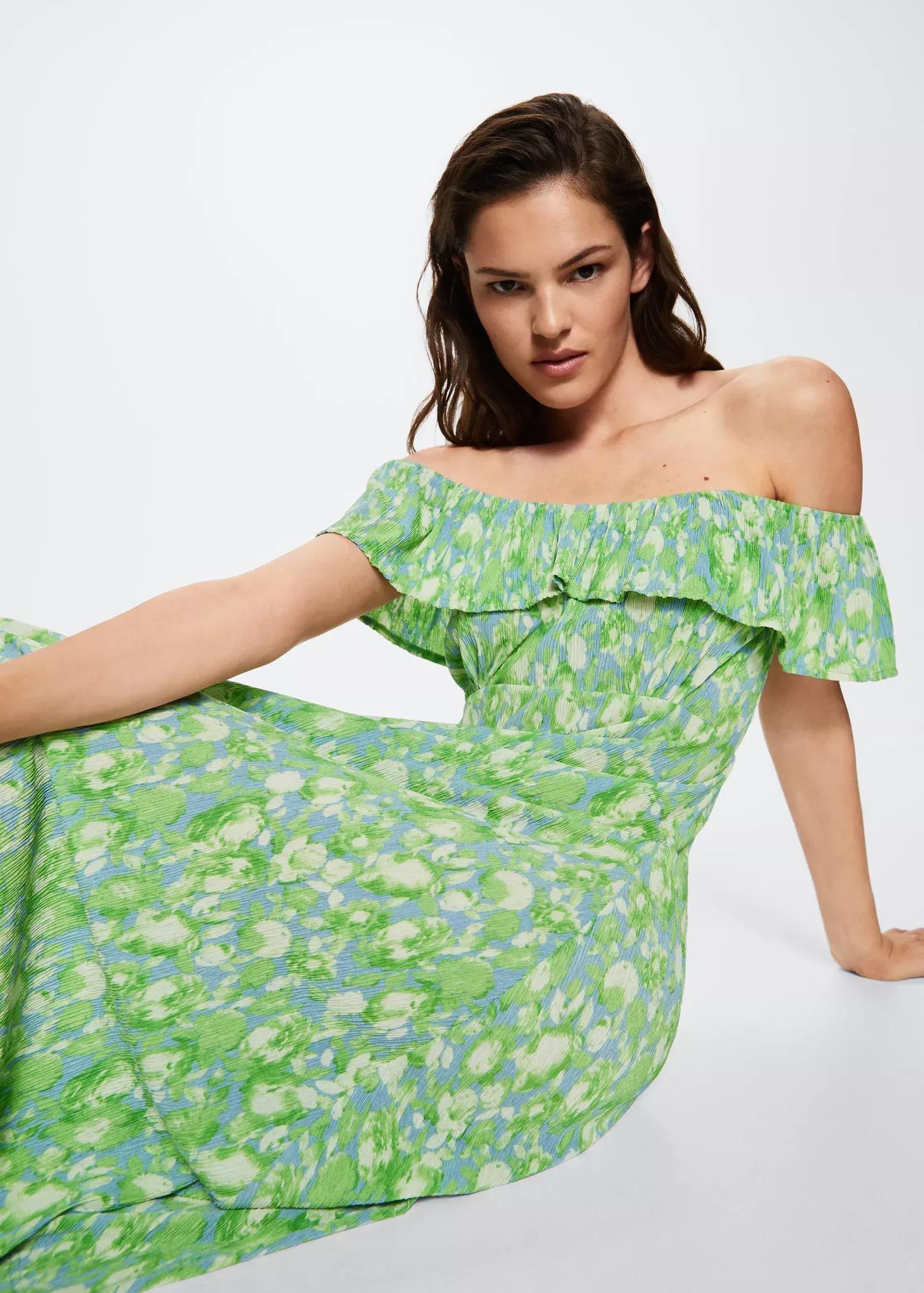 medium blue Floral print dress, , large image number 0