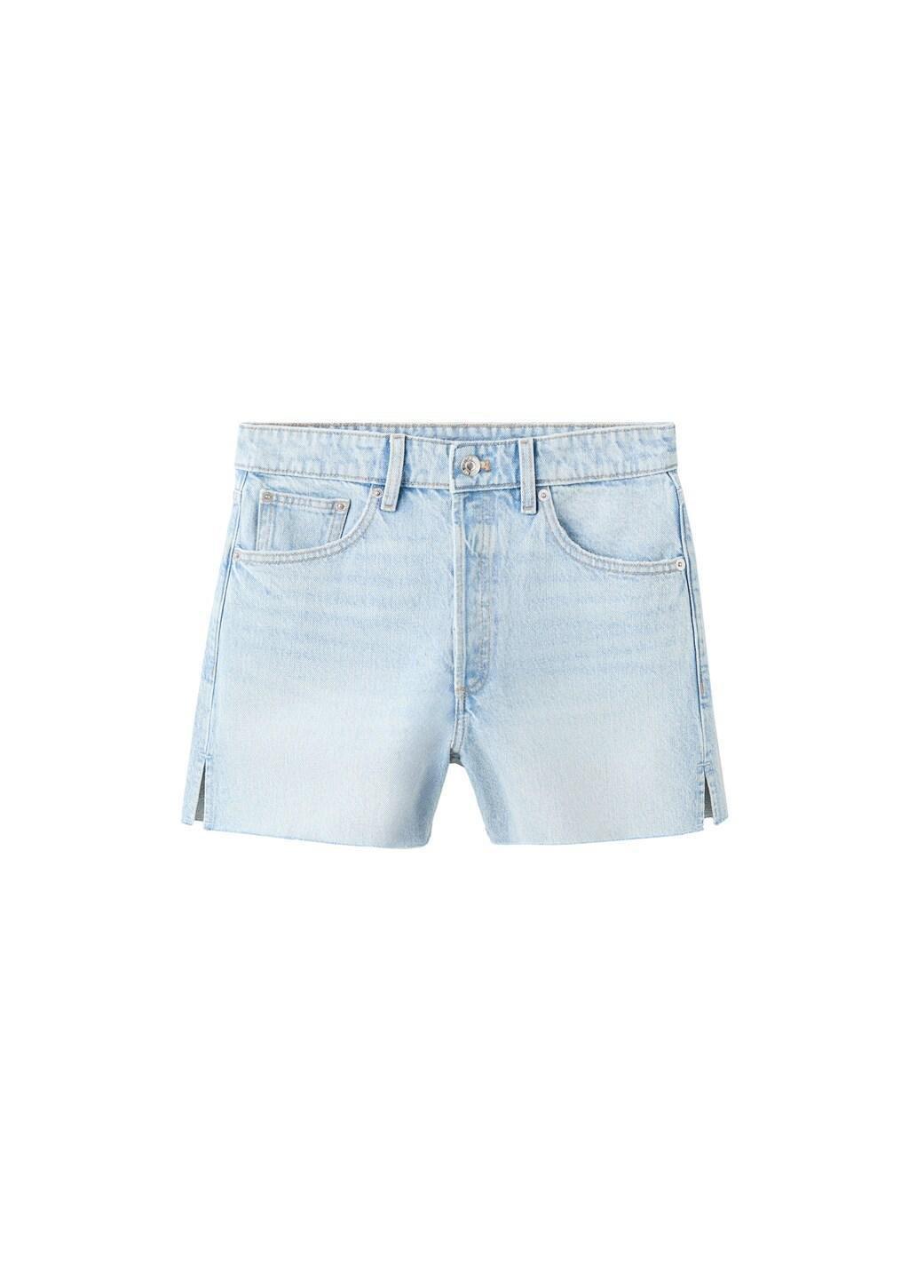 Blue Denim Shorts With Frayed Hem, Open Blue, large image number 6