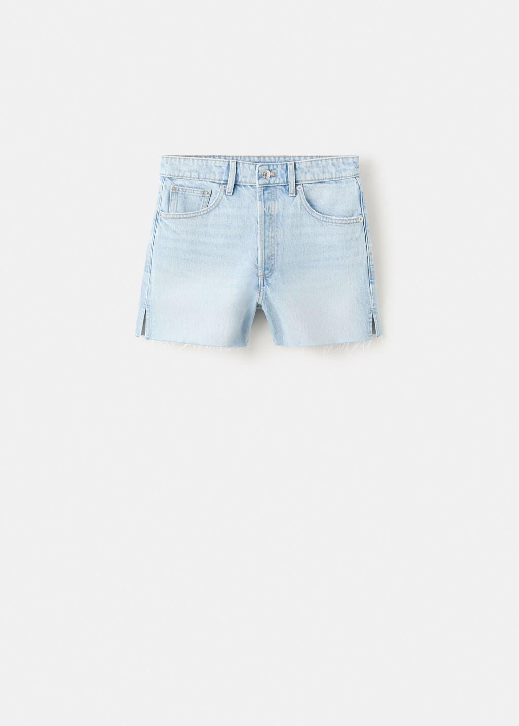 Blue Denim Shorts With Frayed Hem, Open Blue, large image number 7
