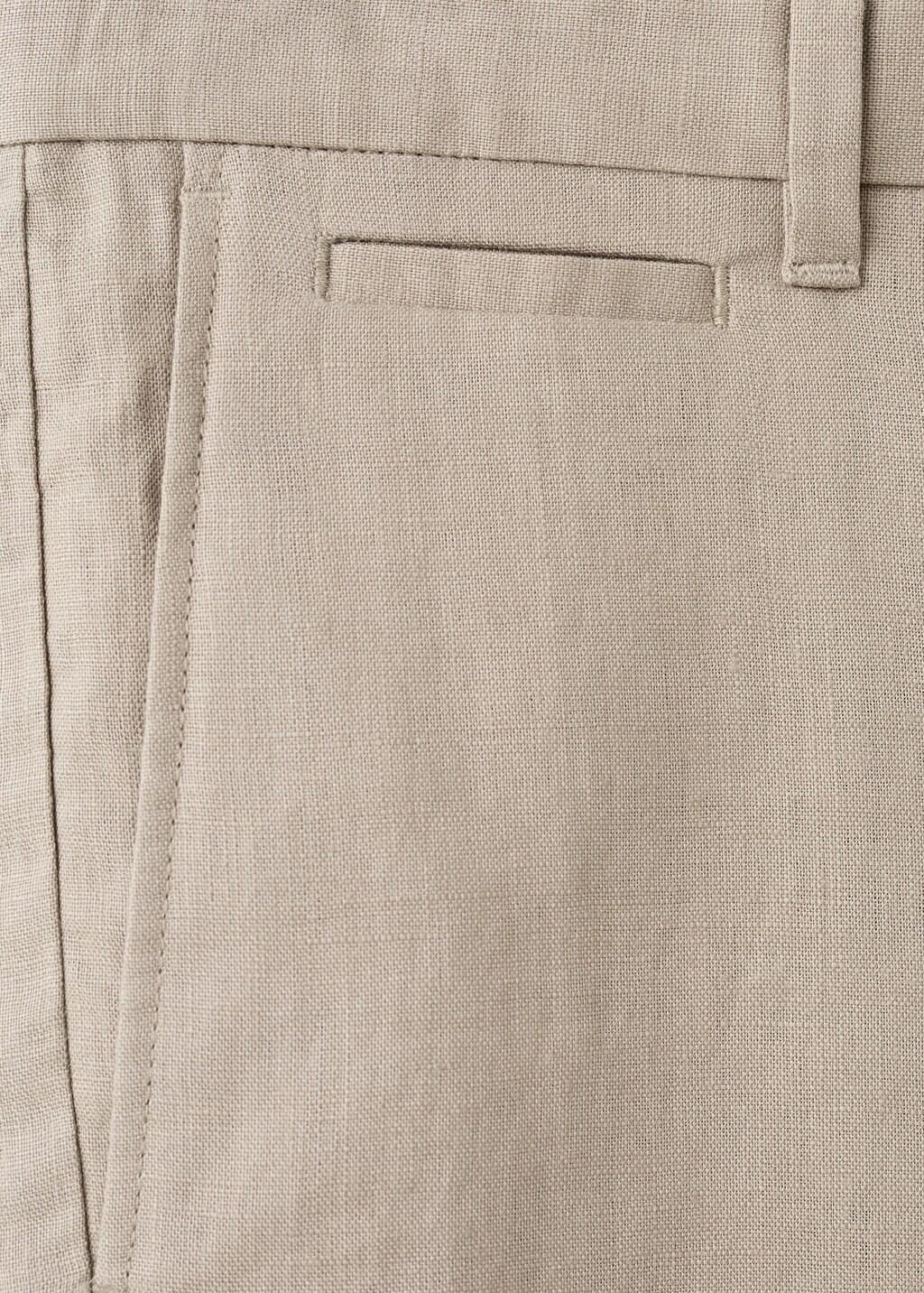 Brown Slim-Fit Linen Bermuda Shorts, Medium Brown, large image number 1