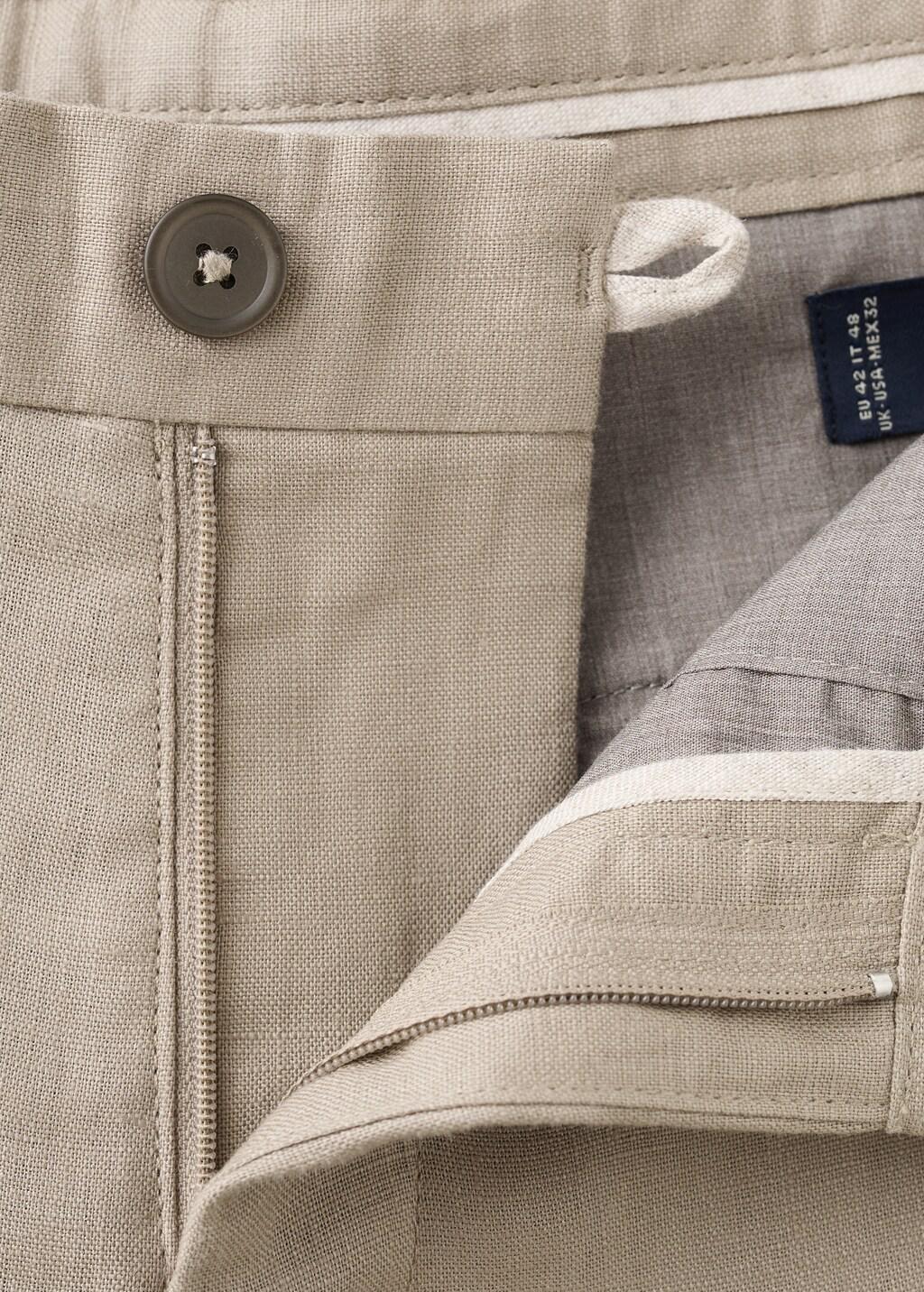 Brown Slim-Fit Linen Bermuda Shorts, Medium Brown, large image number 5