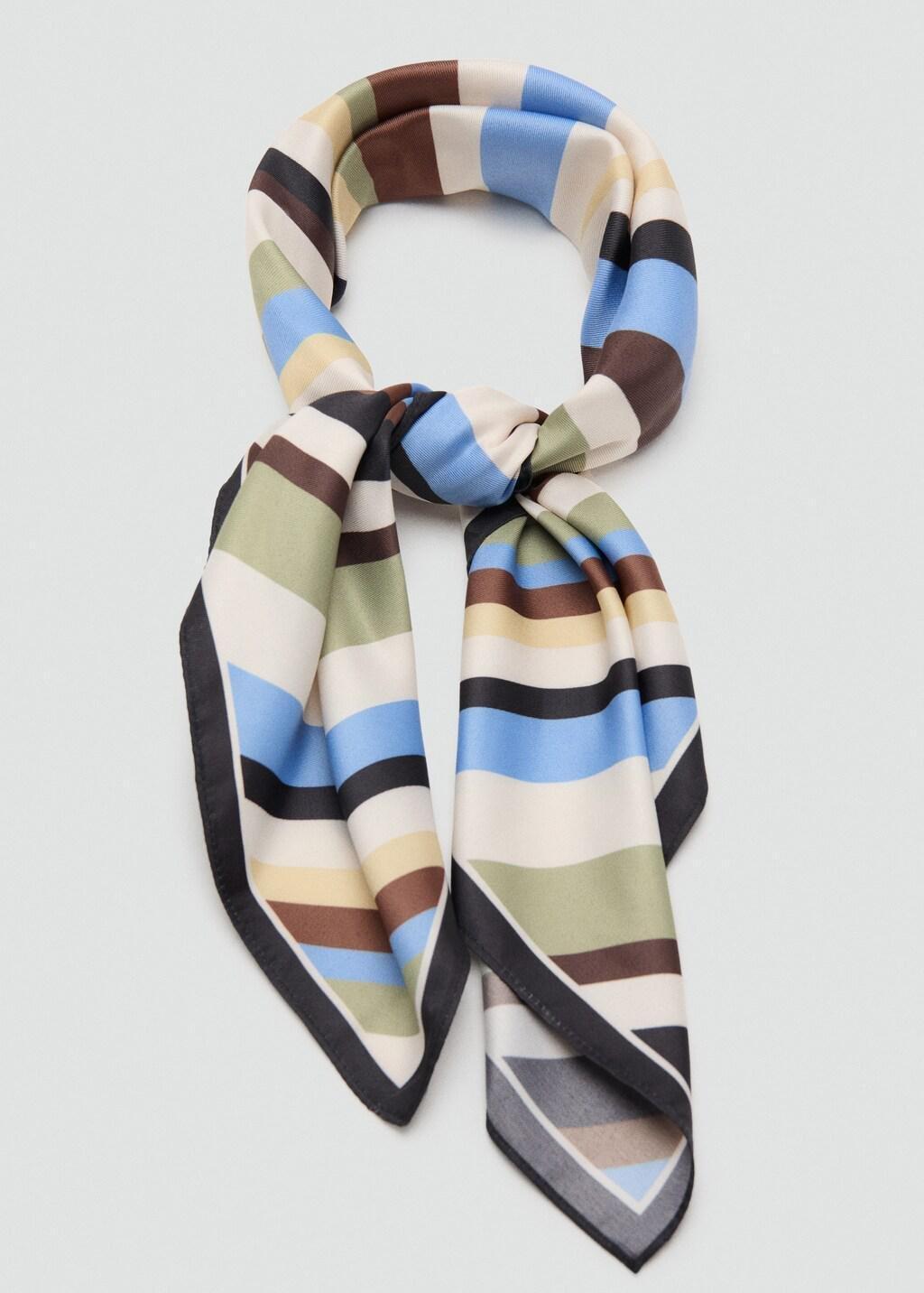 Green Check Printed Scarf, 0201_43, large image number 1