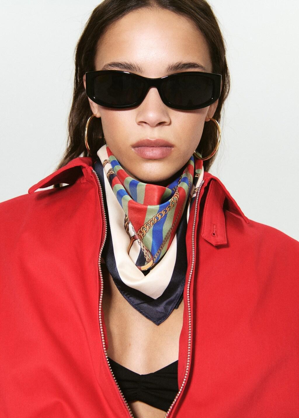 Red Chain-Print Scarf, 0201_70, large image number 0