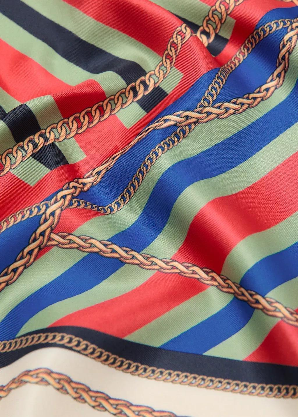 Red Chain-Print Scarf, 0201_70, medium