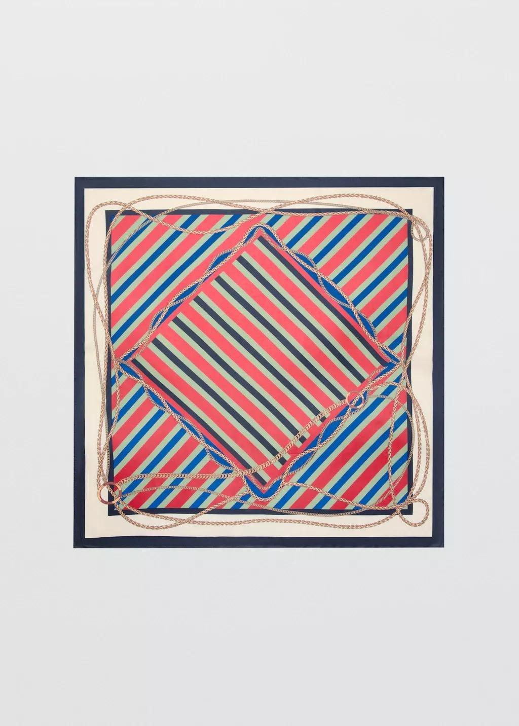 Red Chain-Print Scarf, 0201_70, large image number 4