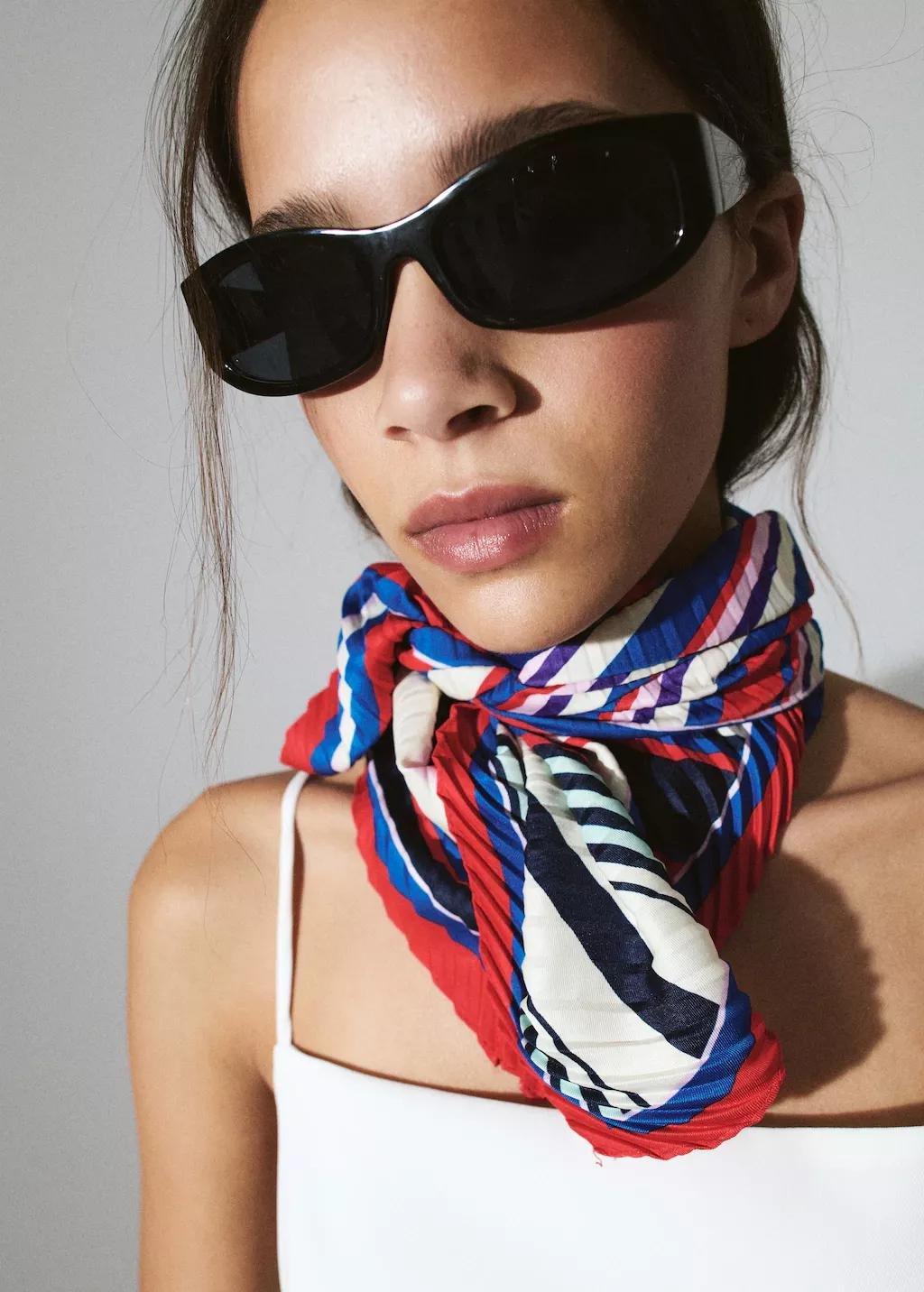 Red Textured Print Scarf, 0201_70, large image number 0