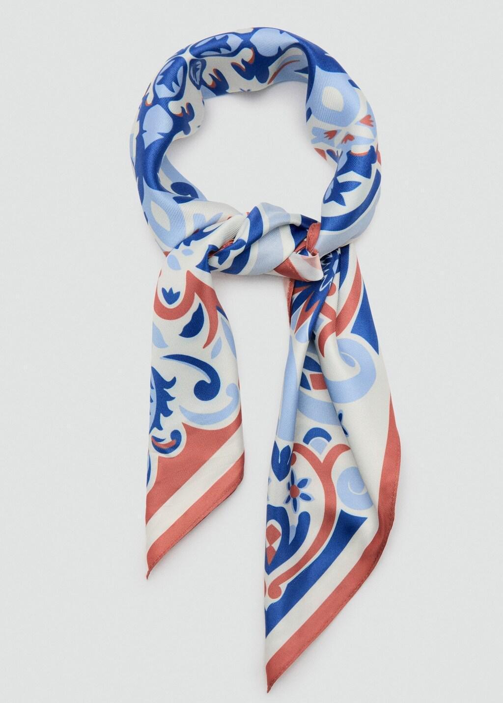 Blue Floral Scarf, Medium Blue, large image number 2