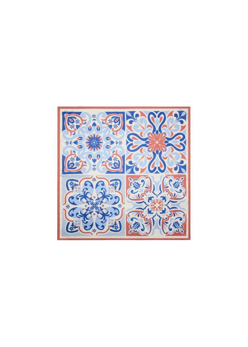 Blue Floral Scarf, Medium Blue, large image number 3