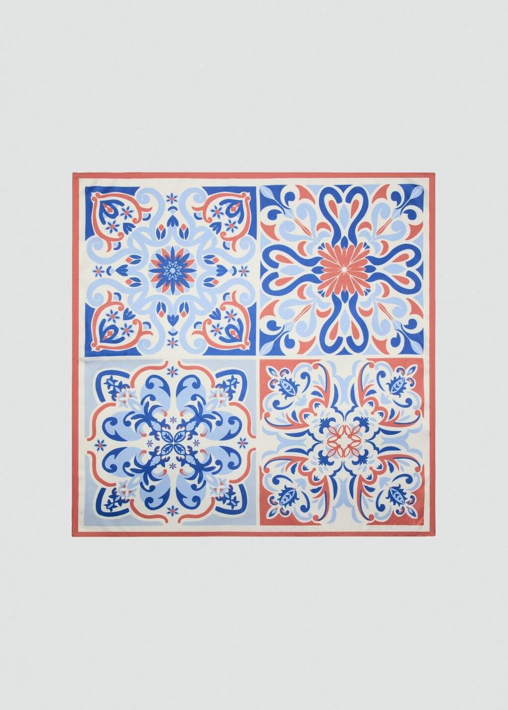 Blue Floral Scarf, Medium Blue, large image number 4