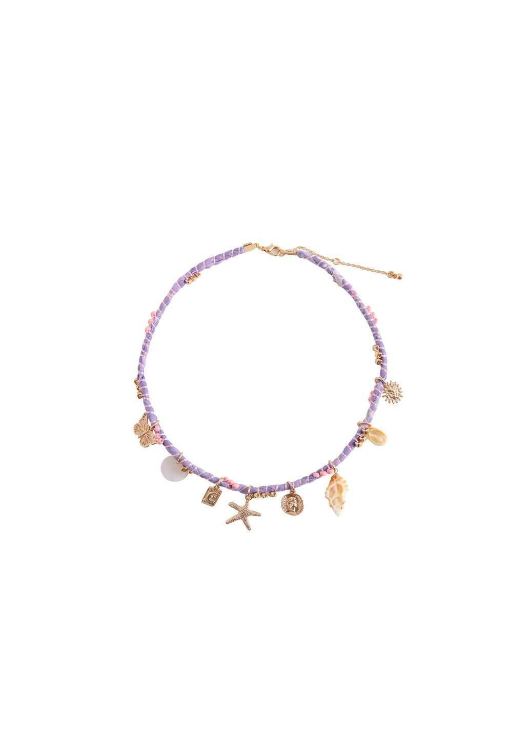 Purple Pendant Necklace With Charms, Kids Girls, Light-Pastel Purple, large image number 3