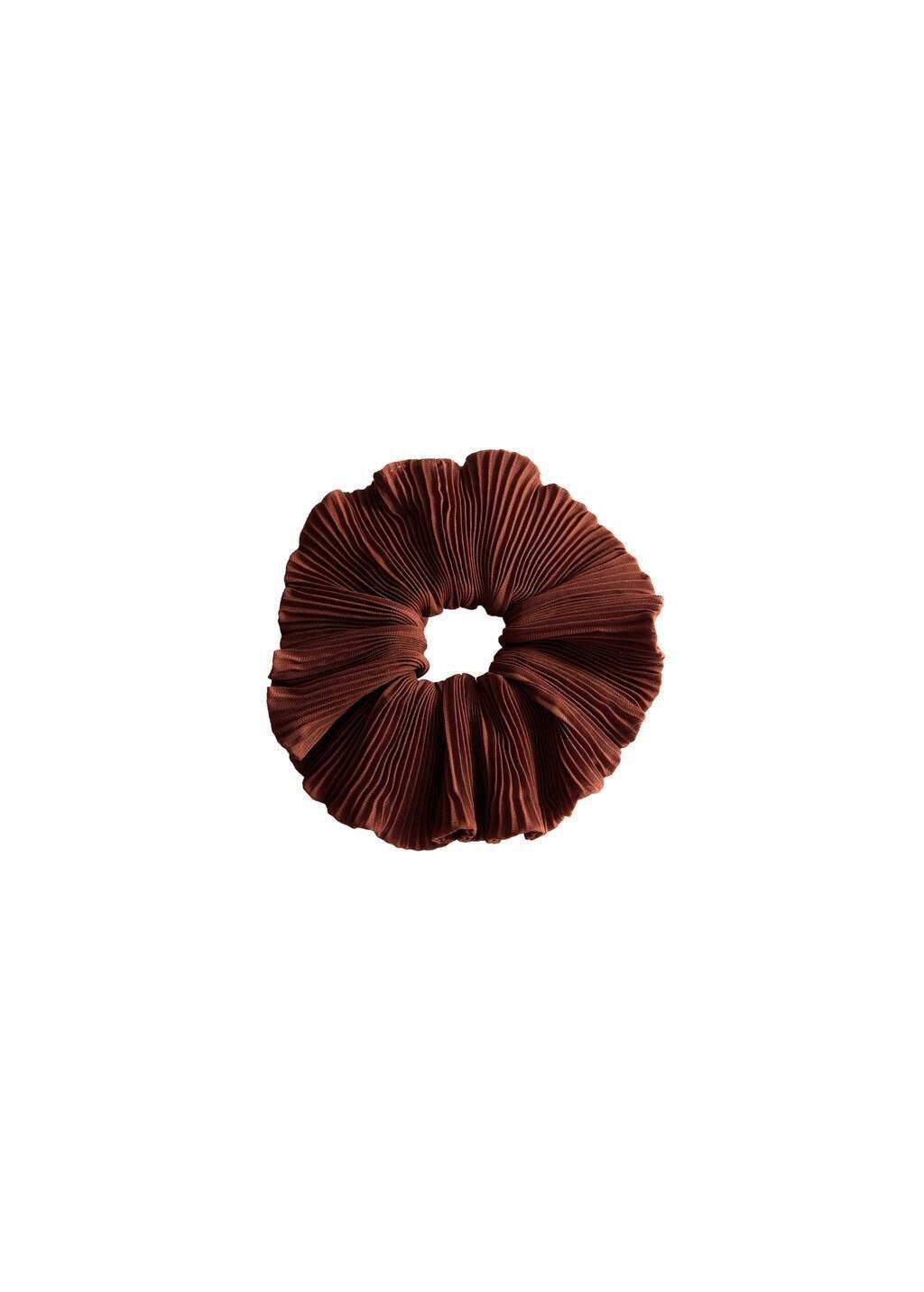 Orange Pleated Scrunchie, Medium Orange, medium