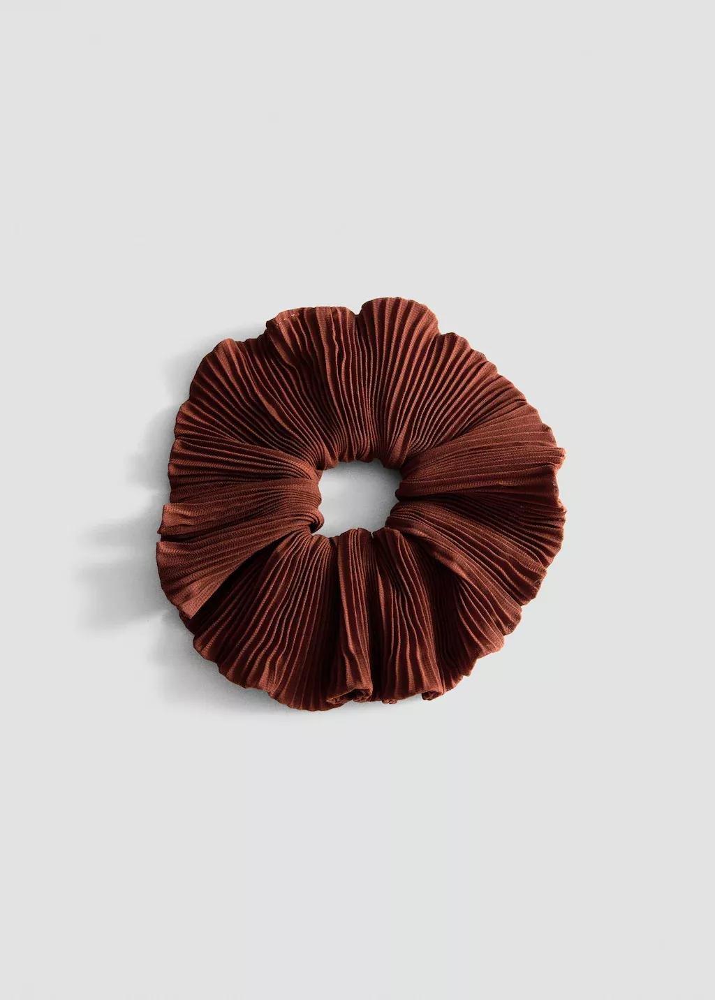 Orange Pleated Scrunchie, Medium Orange, large image number 2