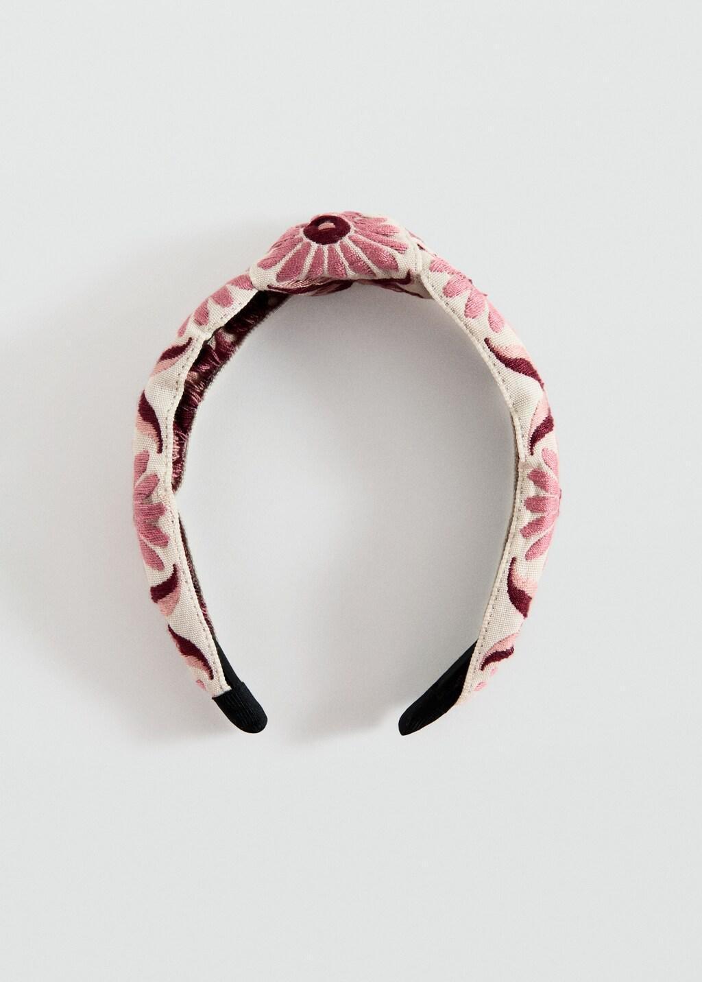 Pink Lt Pastel Embroidered Flowers Hairband, Kids Girls, Light-Pastel Pink, large image number 2