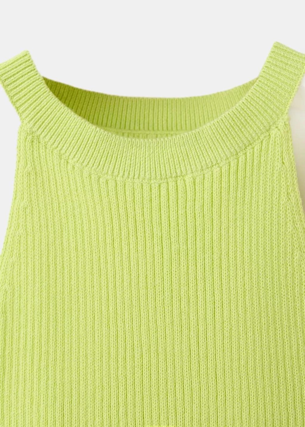 Yellow Ribbed Halter Top, Kids Girls, Bright Yellow, large image number 1