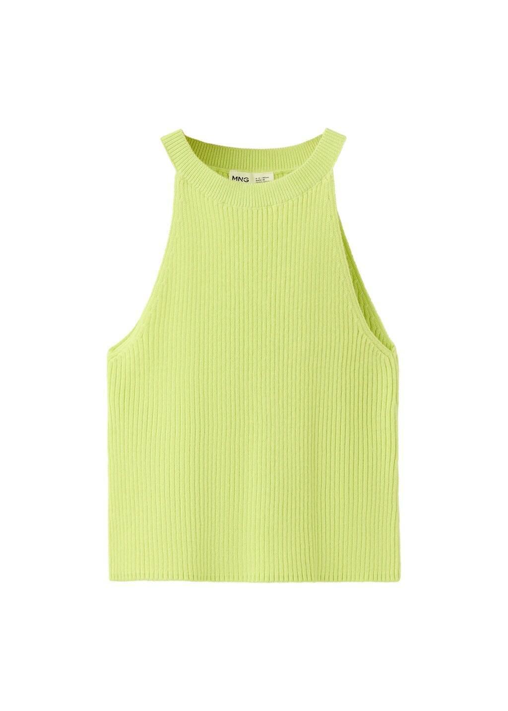 Yellow Ribbed Halter Top, Kids Girls, Bright Yellow, large image number 5