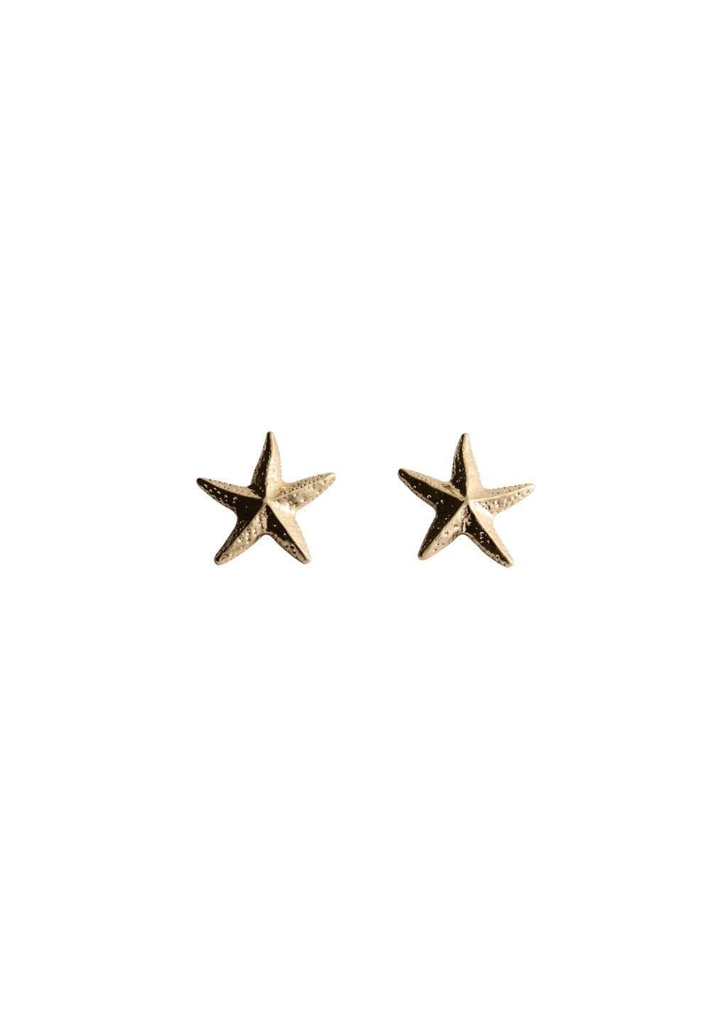 Gold Star Design Earrings, Gold, large image number 1