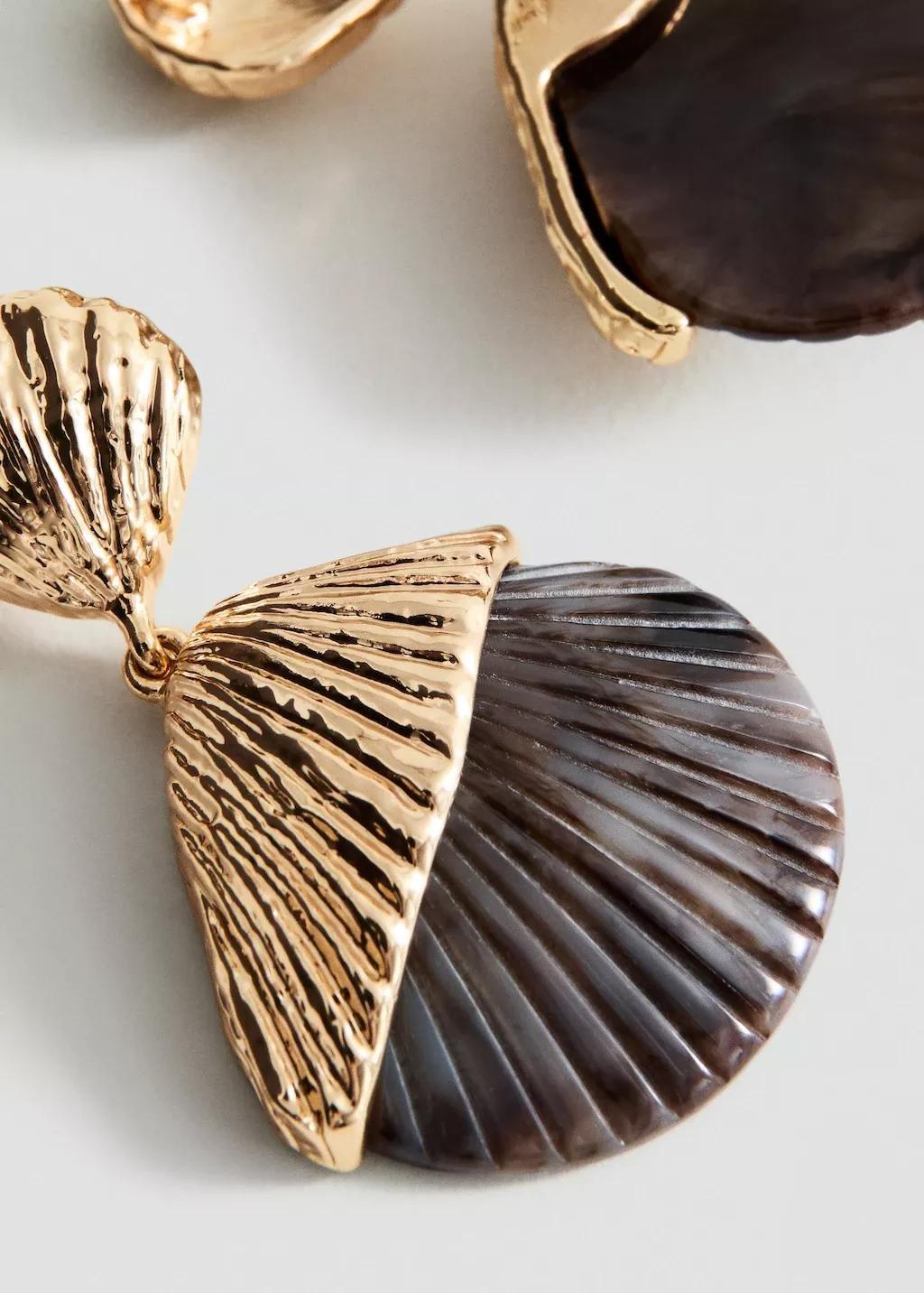 Gold Shell Design Earrings, 0201_OR, large image number 0