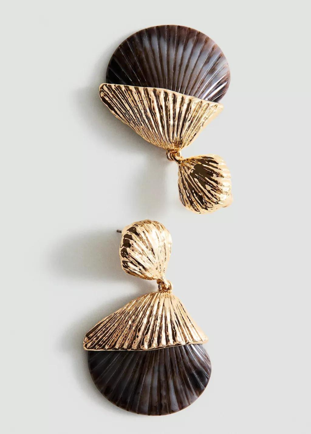 Gold Shell Design Earrings, 0201_OR, large image number 1