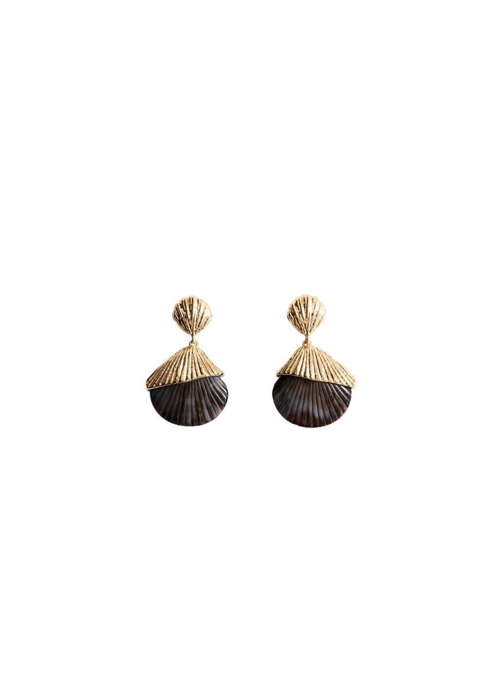 Gold Shell Design Earrings, 0201_OR, large image number 2