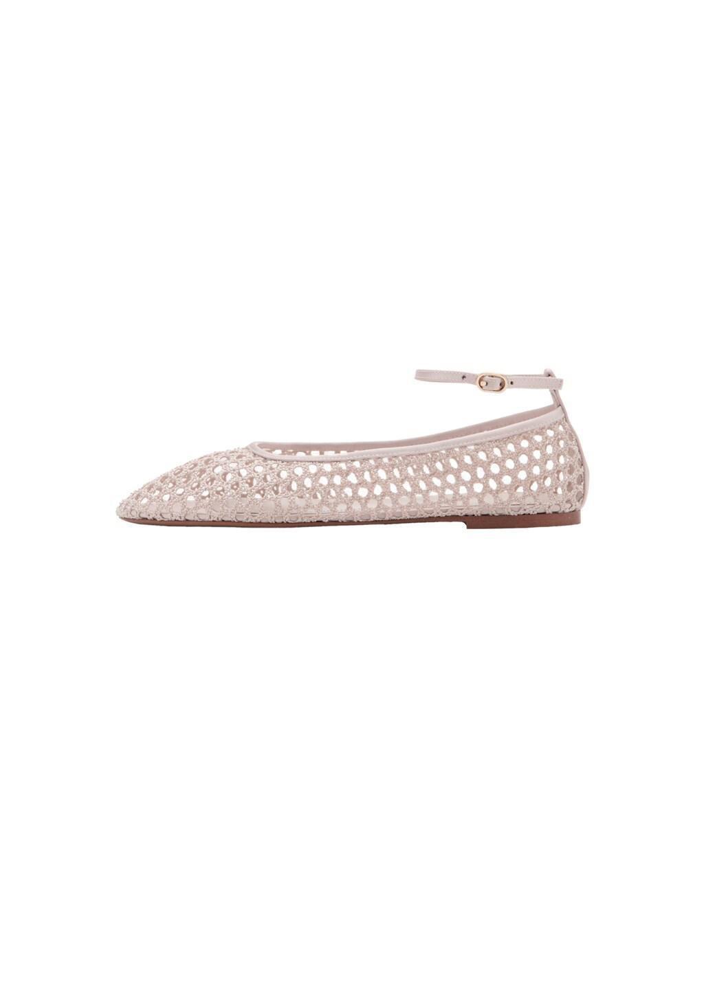 Pink Crochet Ankle Strap Ballerinas, Light-Pastel Pink, large image number 2